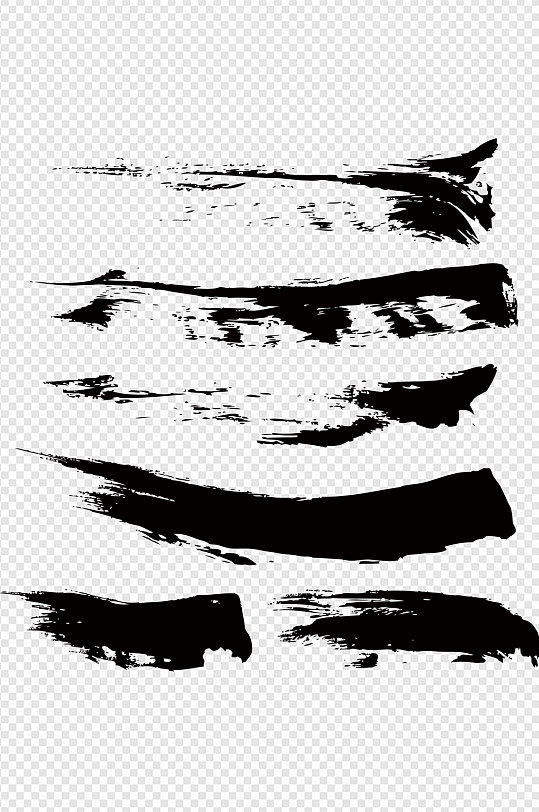 黑色墨迹笔刷笔触素材