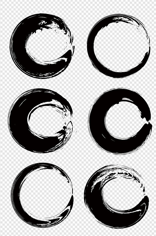 圆形笔刷毛笔墨素材-众图网