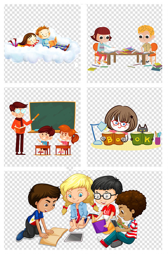 卡通幼儿园读书学习