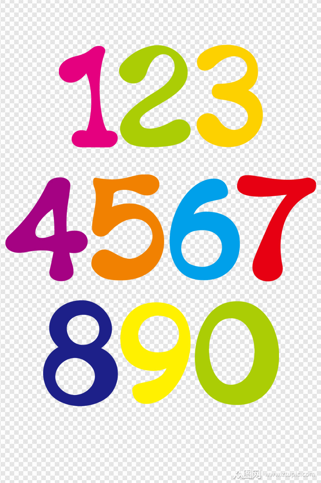 五颜六色字体设计数字