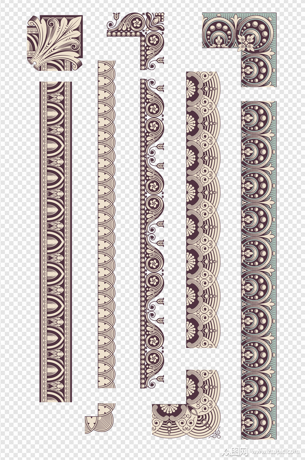 欧式花纹条形文素材
