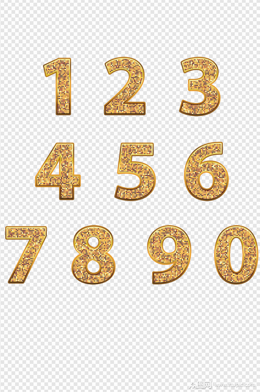 金色艺术字体数字素材素材