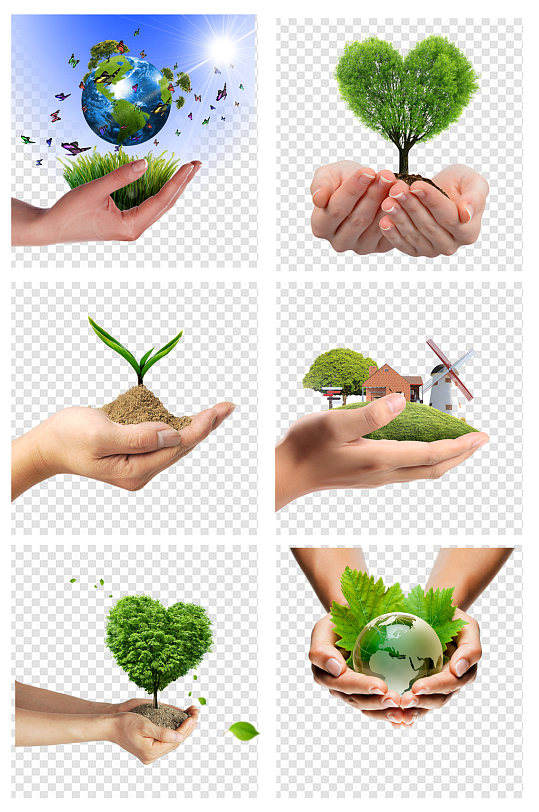 节能环保手握绿色植物大树