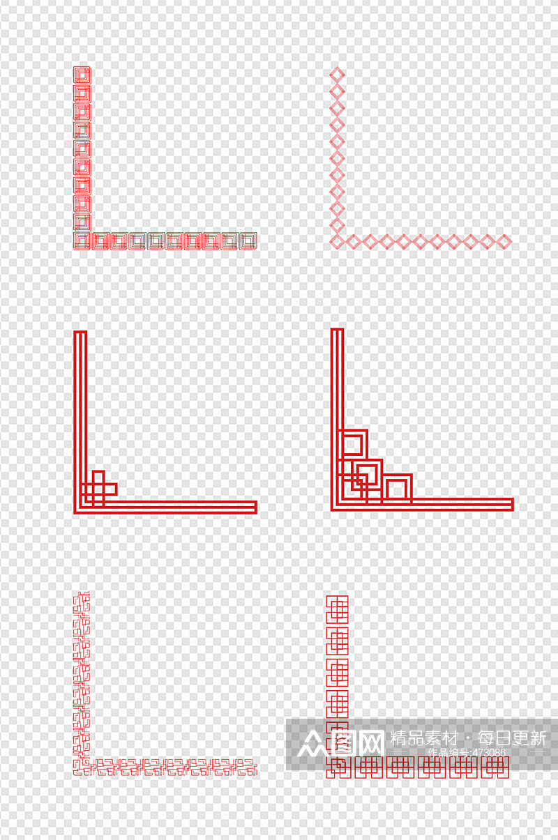 中式边框花纹中国风红色素材