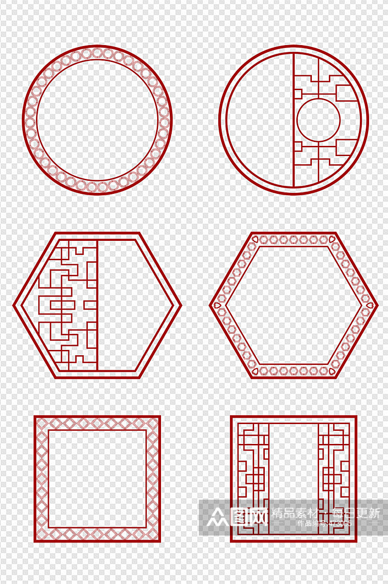 中式边框花格窗格古典素材