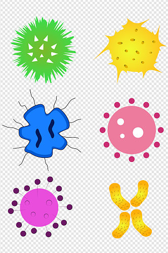 彩色变异细菌病毒卡通元素