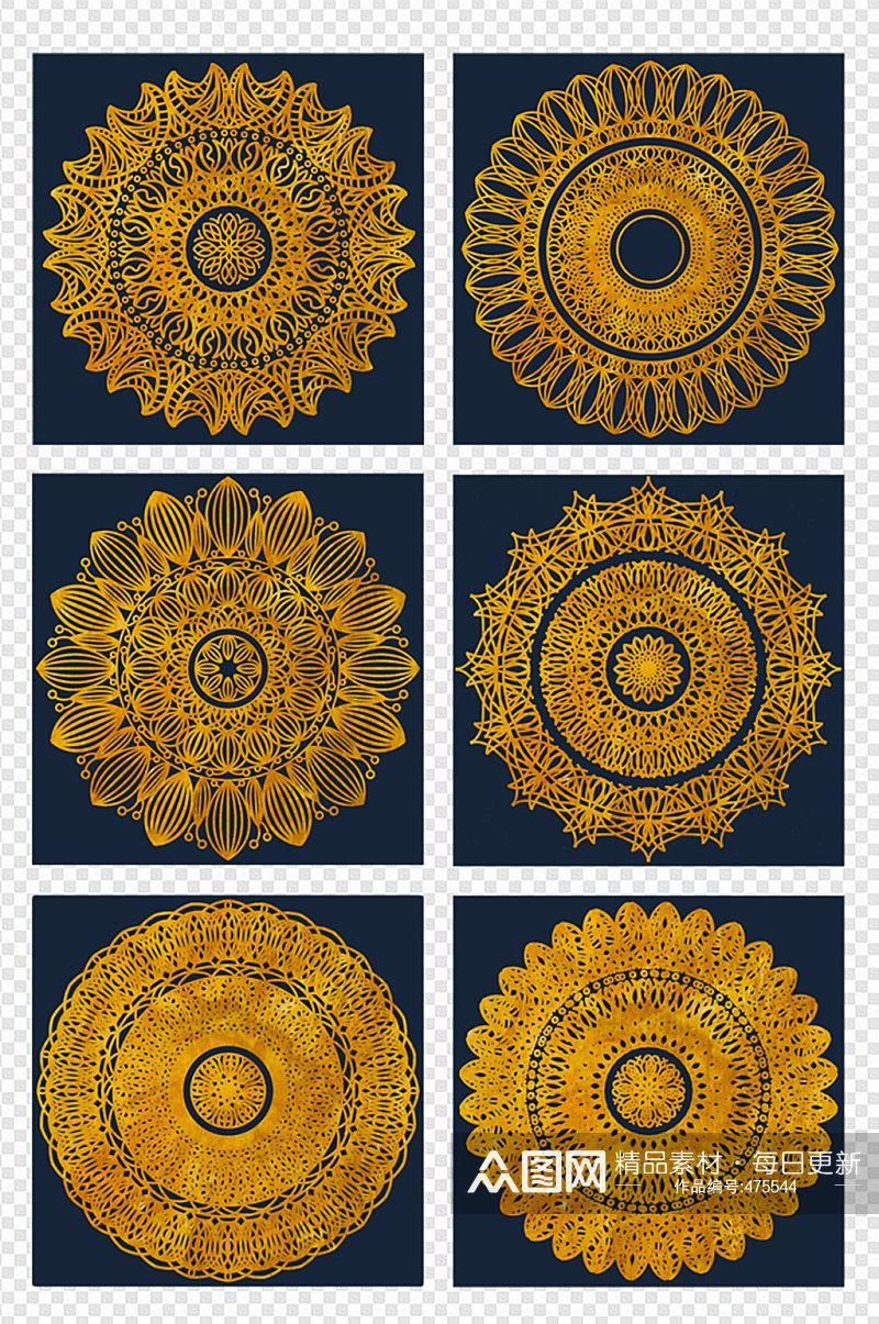 曼达尔民族花纹图标元素素材