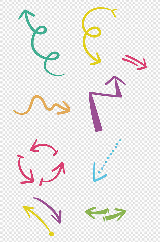 指示彩色箭头以手绘