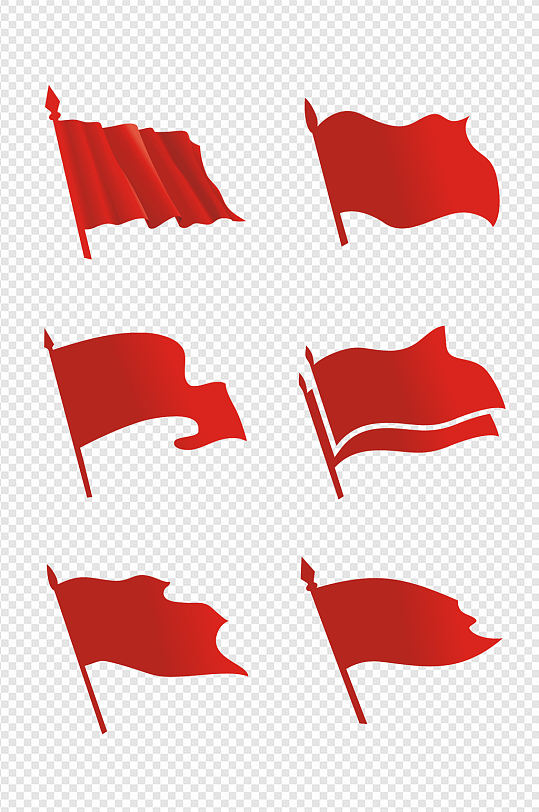 红旗旗帜剪影旗子图形
