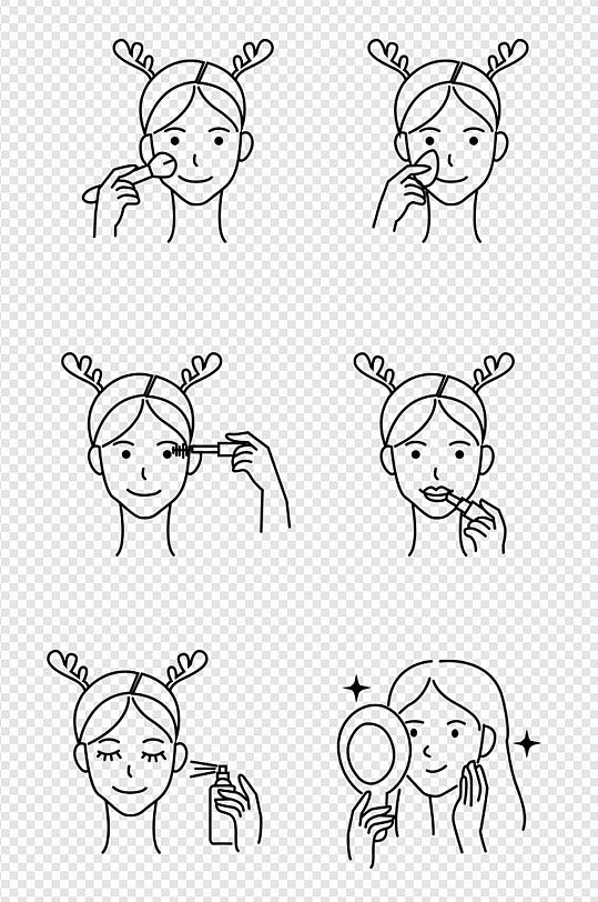 女生化妆线条画妆容护肤