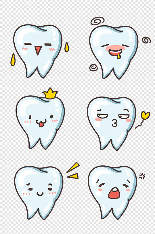 牙齿卡通拟人简笔画口腔