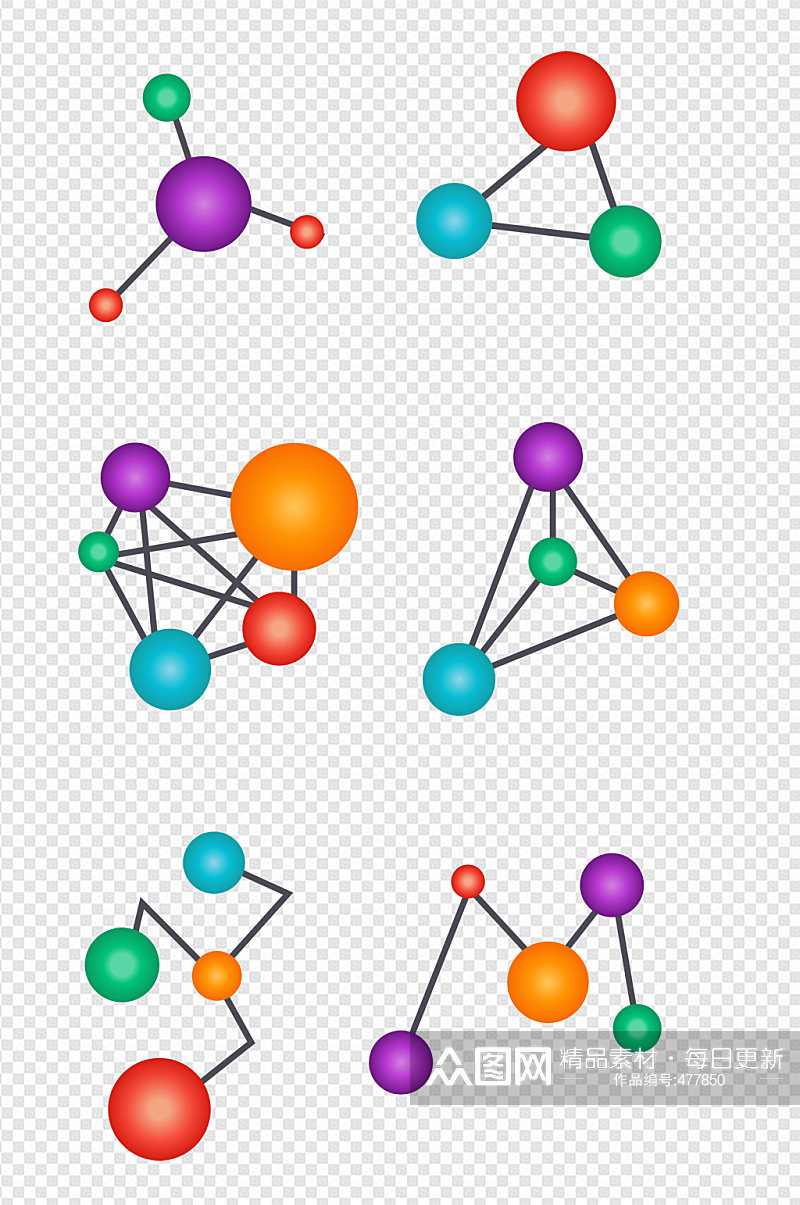 颜色分子结构的集合元素素材