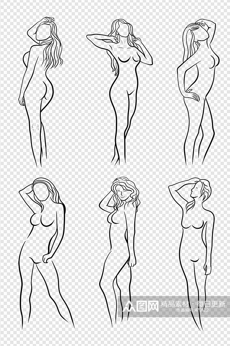 裸体女人摆姿势人体素材