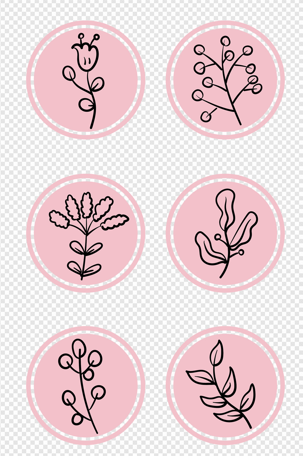 植物手绘图标花草素材