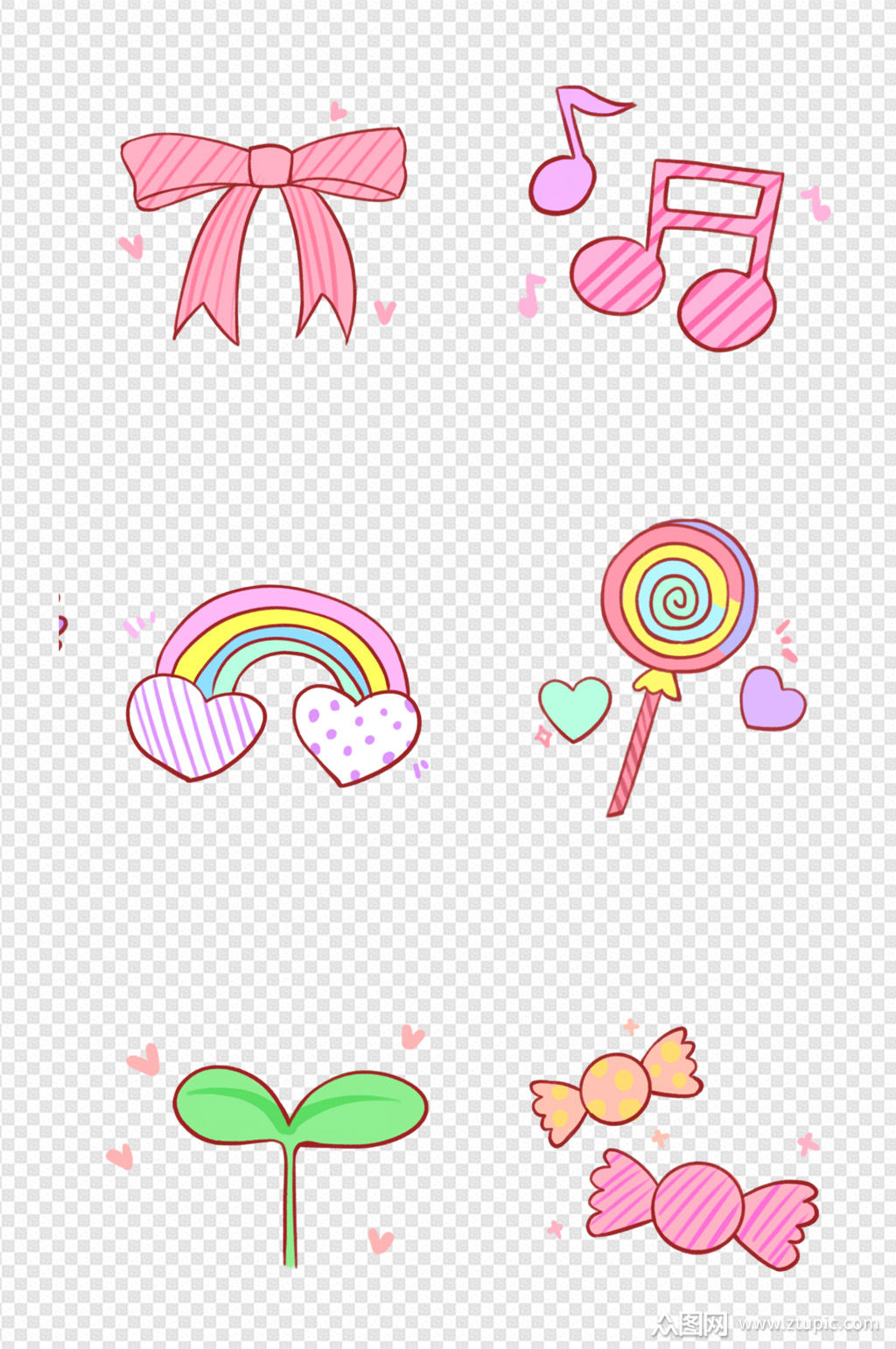 手绘可爱图案元素简萌装饰物件素材