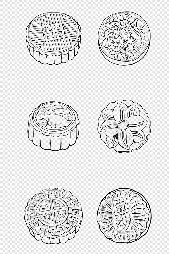中秋节手绘月饼线稿素描速写月饼卡通图案