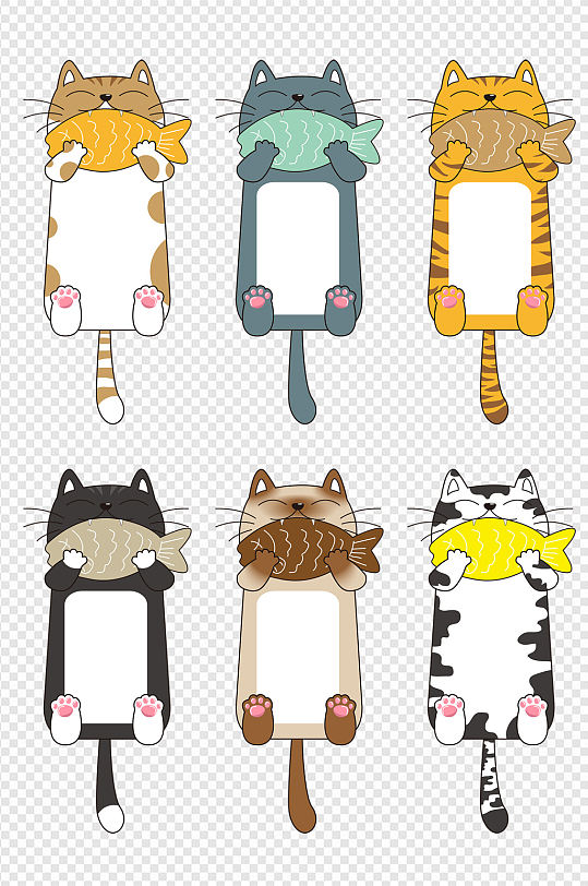 手绘卡通可爱猫咪书签