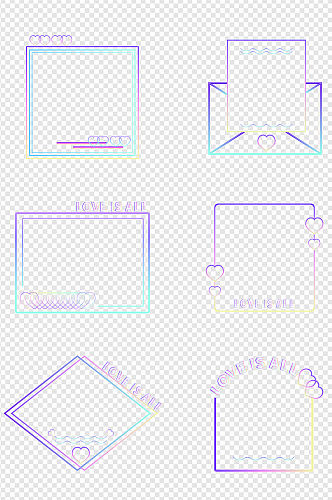 七夕霓虹可爱边框套图