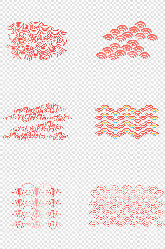 喜庆中国风红色海浪云纹纹理素材