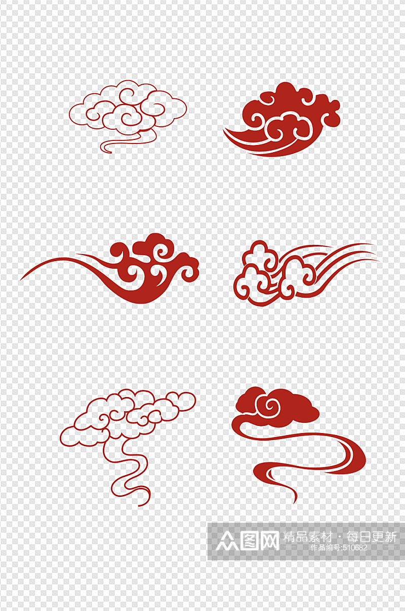 中国风古典纹饰云纹祥云花纹图案设计素材