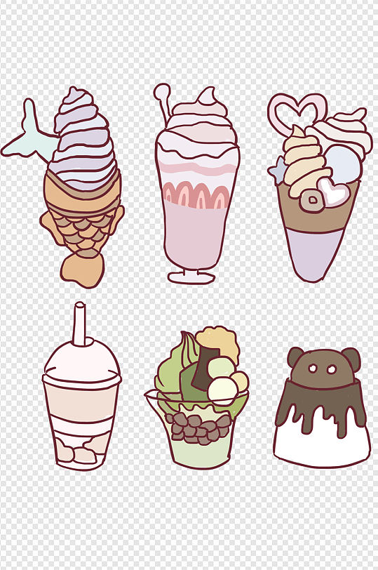 甜品冰淇淋手绘卡通元素
