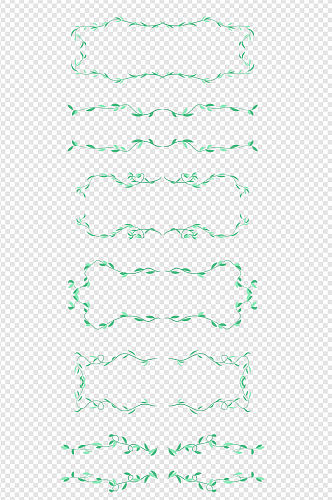 小清新绿色叶子树叶边框标题框文本框内容框