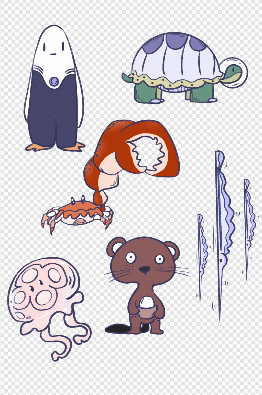 海洋生物小怪物手绘卡通卡通水母模板下载 编号 众图网