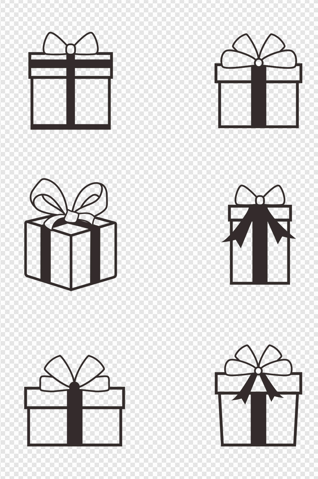 礼盒包装黑白图标素材