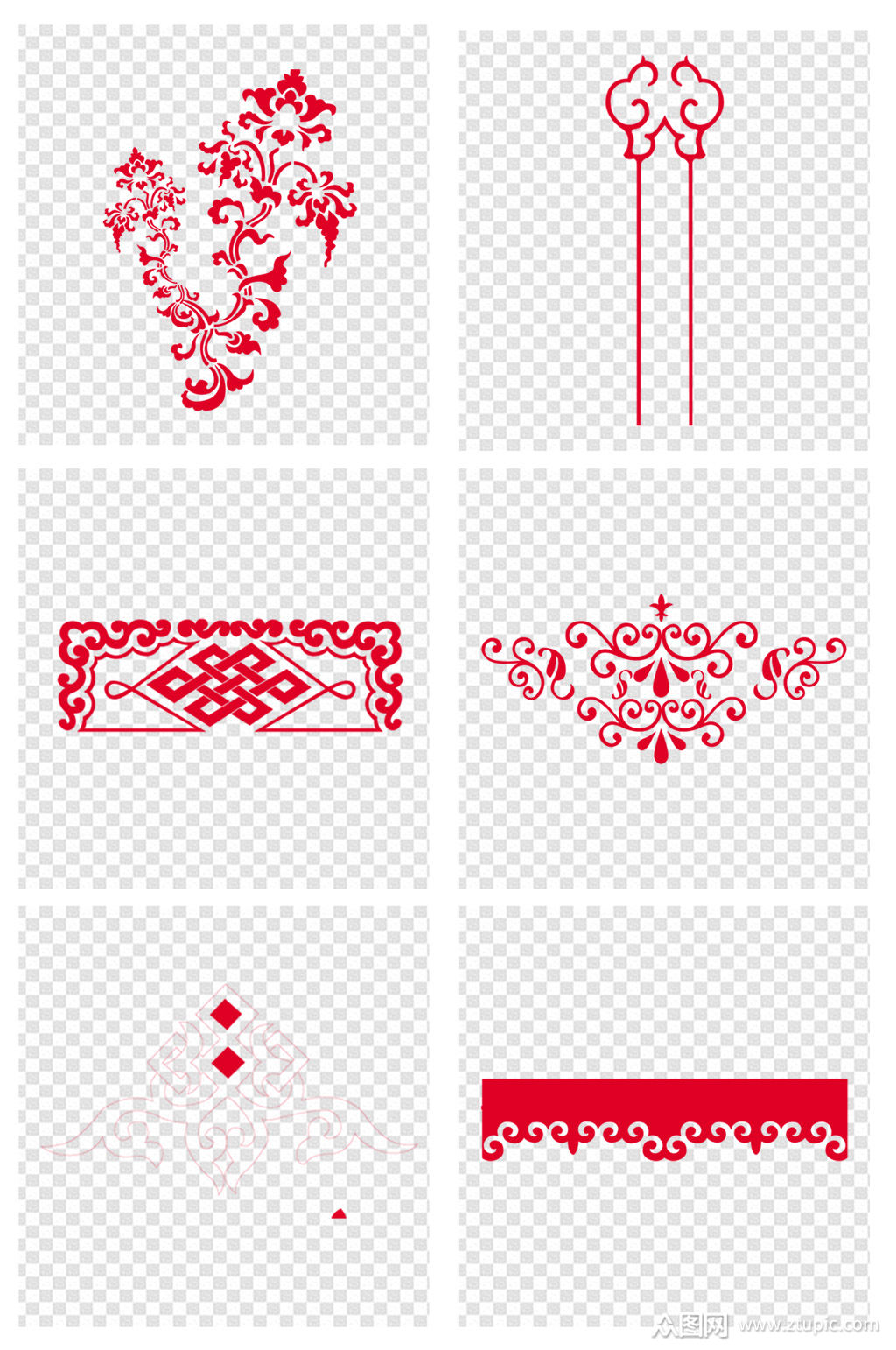 中式古典花纹红色花边