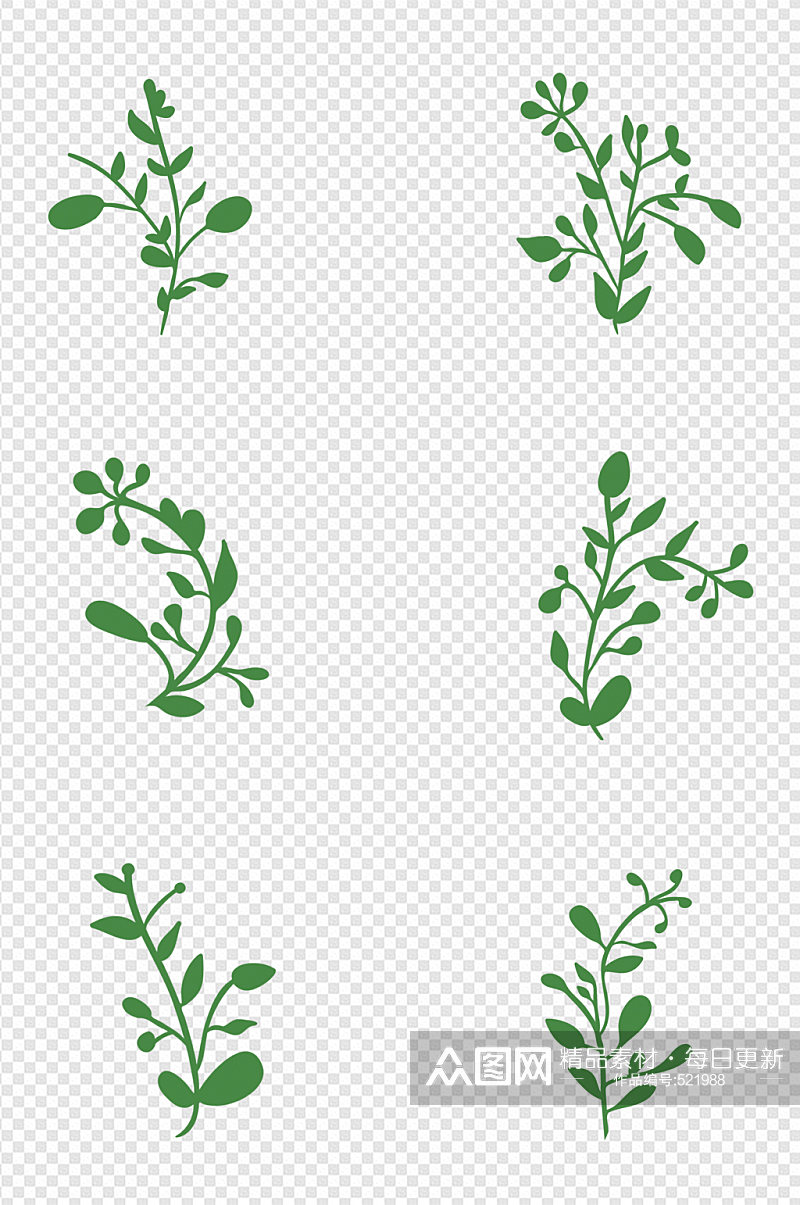 清新绿色叶子元素叶片组合装饰图案素材