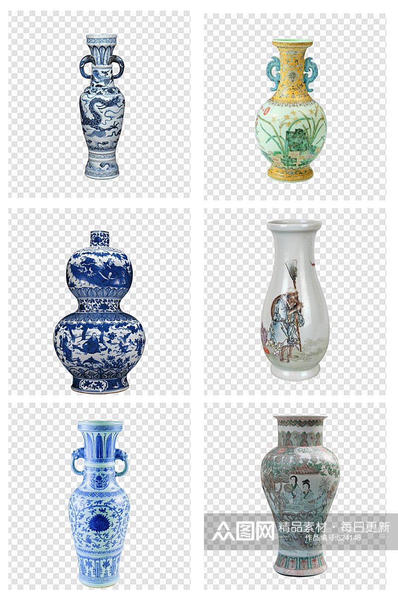 花瓶瓷瓶古董素材素材