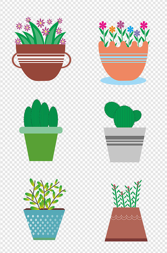 原创卡通可爱花盆元素-众图网