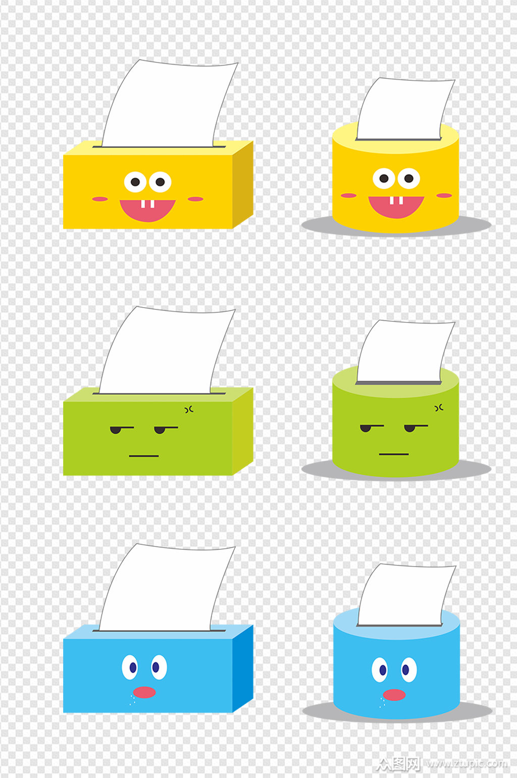 原创卡通表情抽纸盒元素