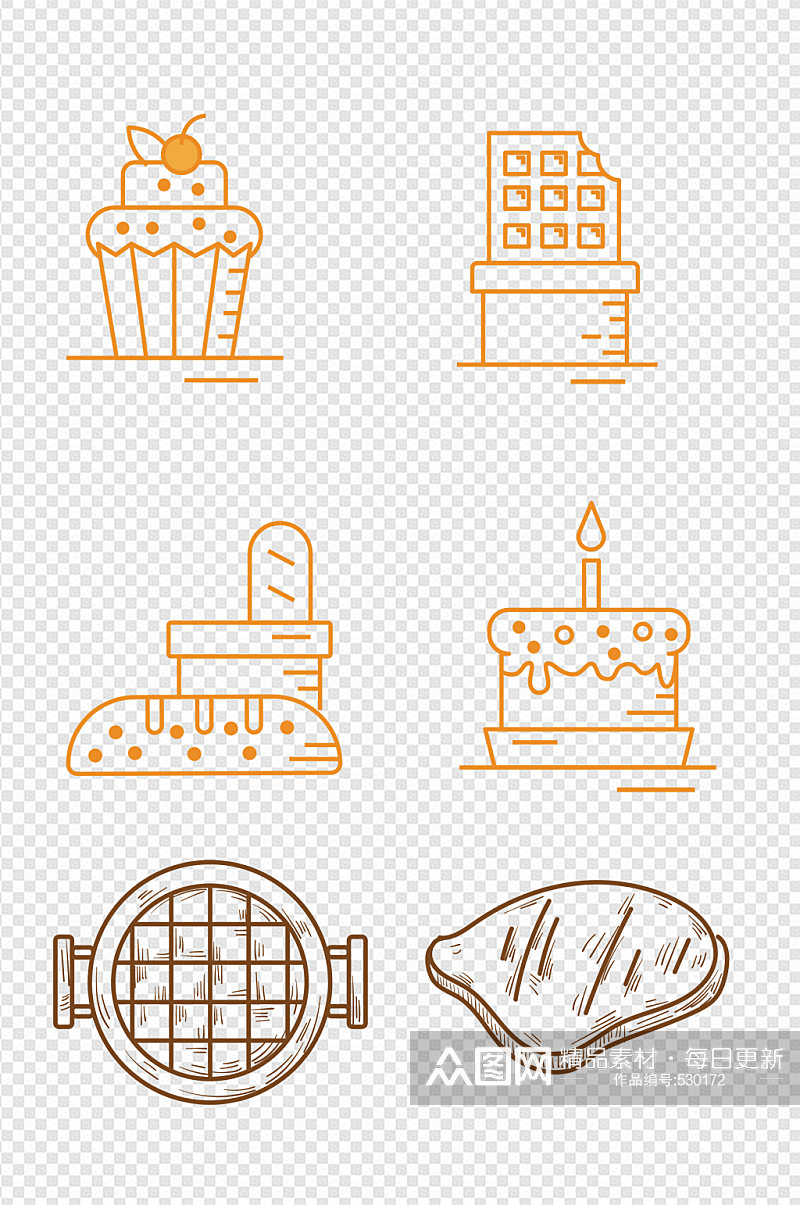 蛋糕面包店装饰图案图标素材