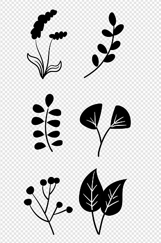 手绘植物线描装饰