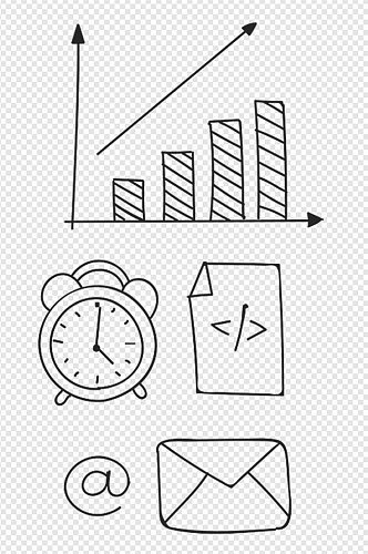 手绘钟表线描商务信息图元素矢量2