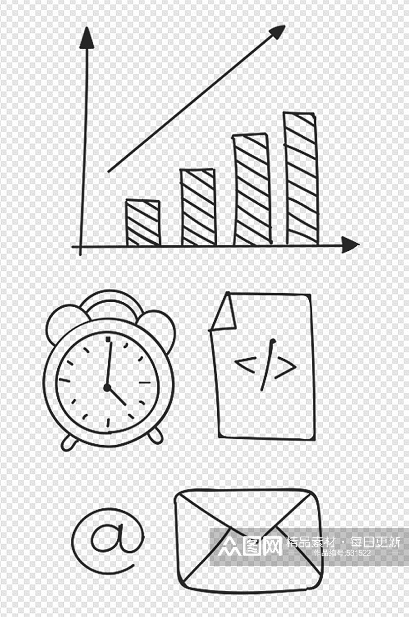 手绘钟表线描商务信息图元素矢量2素材