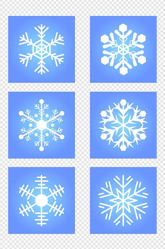 白色蓝色卡通雪花图案素材
