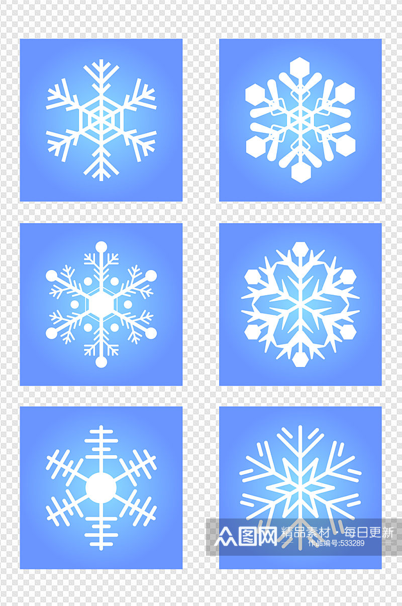 白色蓝色卡通雪花图案素材素材