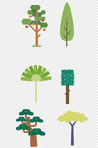 手绘树木绿色森林装饰图案