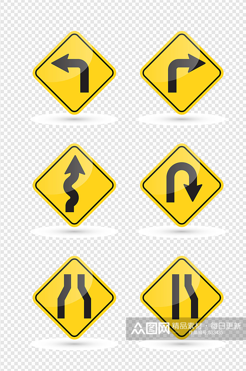 公路交通黄色指示牌素材