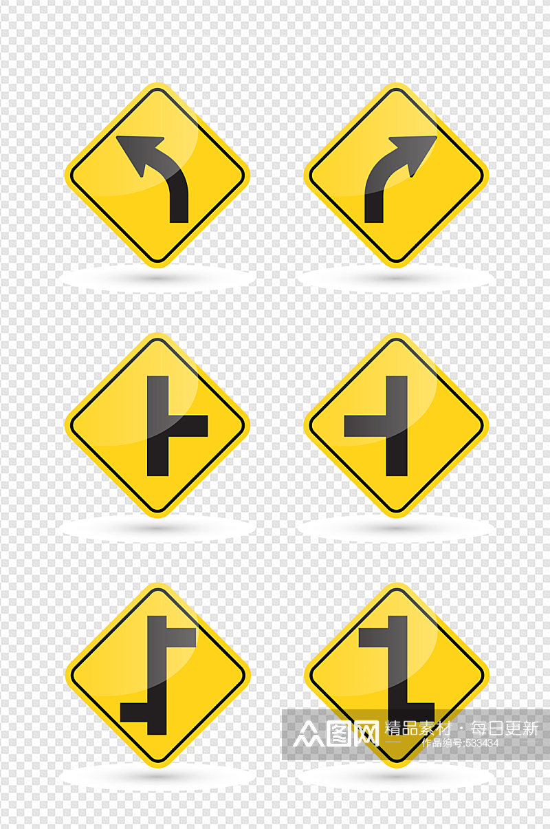 公路路标交通黄色指示牌素材