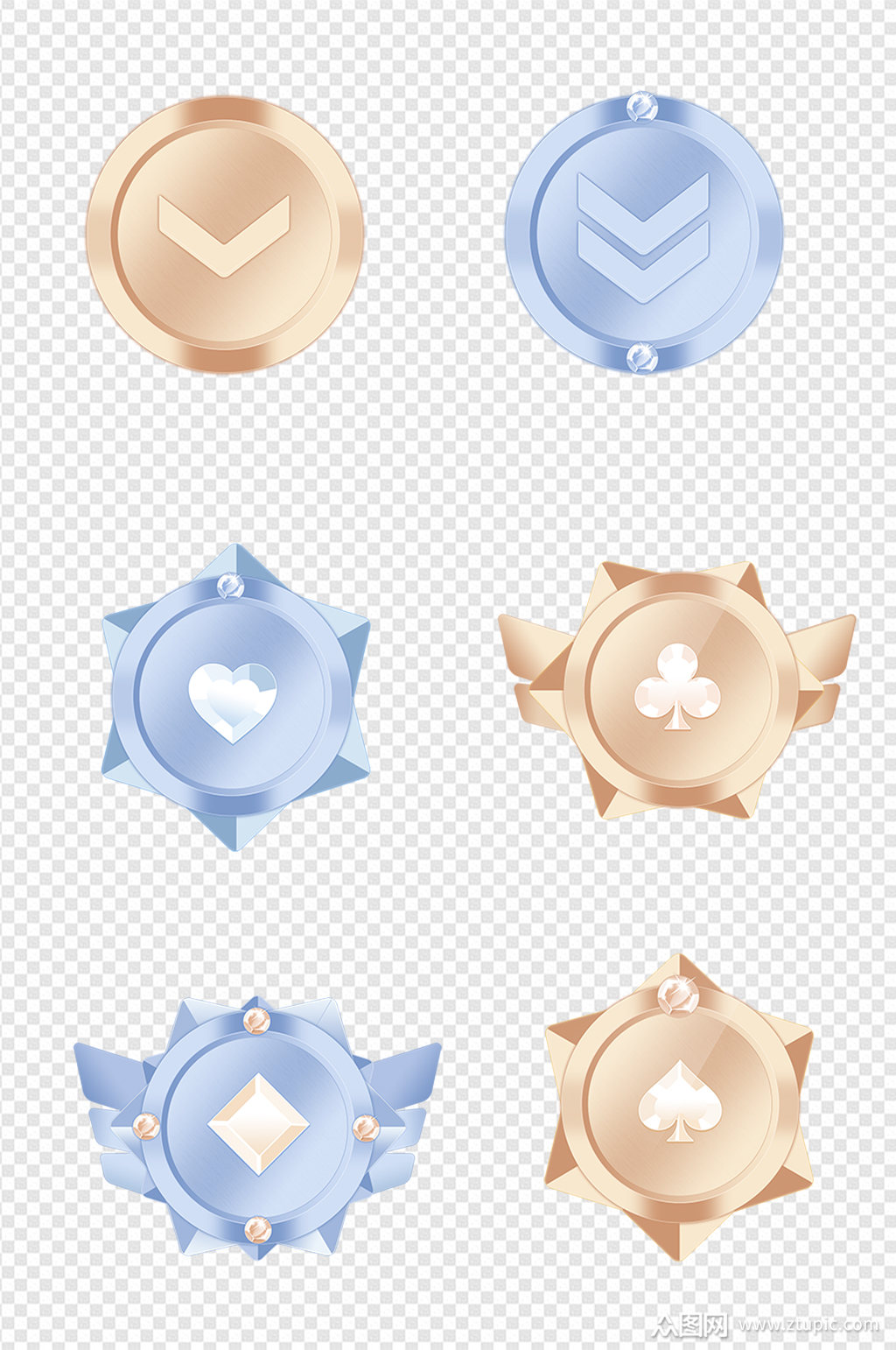 徽章等级蓝色游戏徽章图标素材