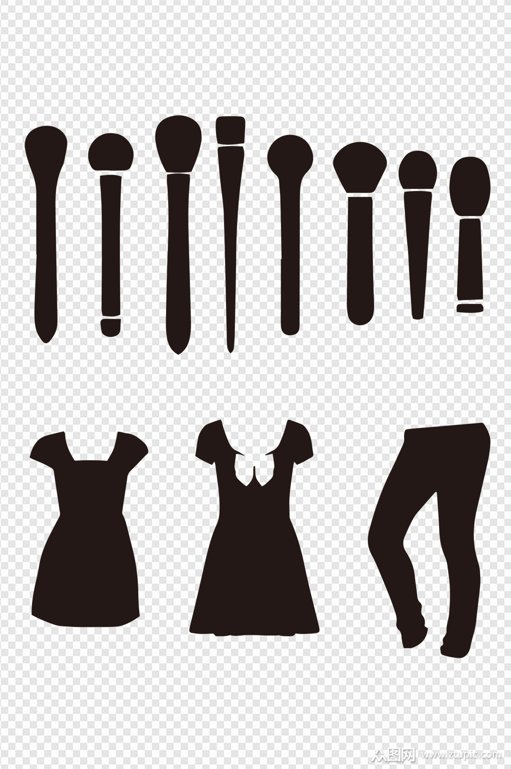 女士衣服化妆品剪影素材