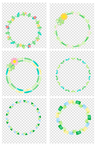 简约手绘圆形花环素材