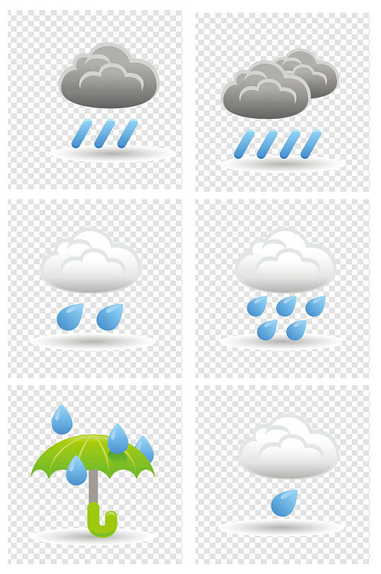 手绘天气预报标识雨伞乌云