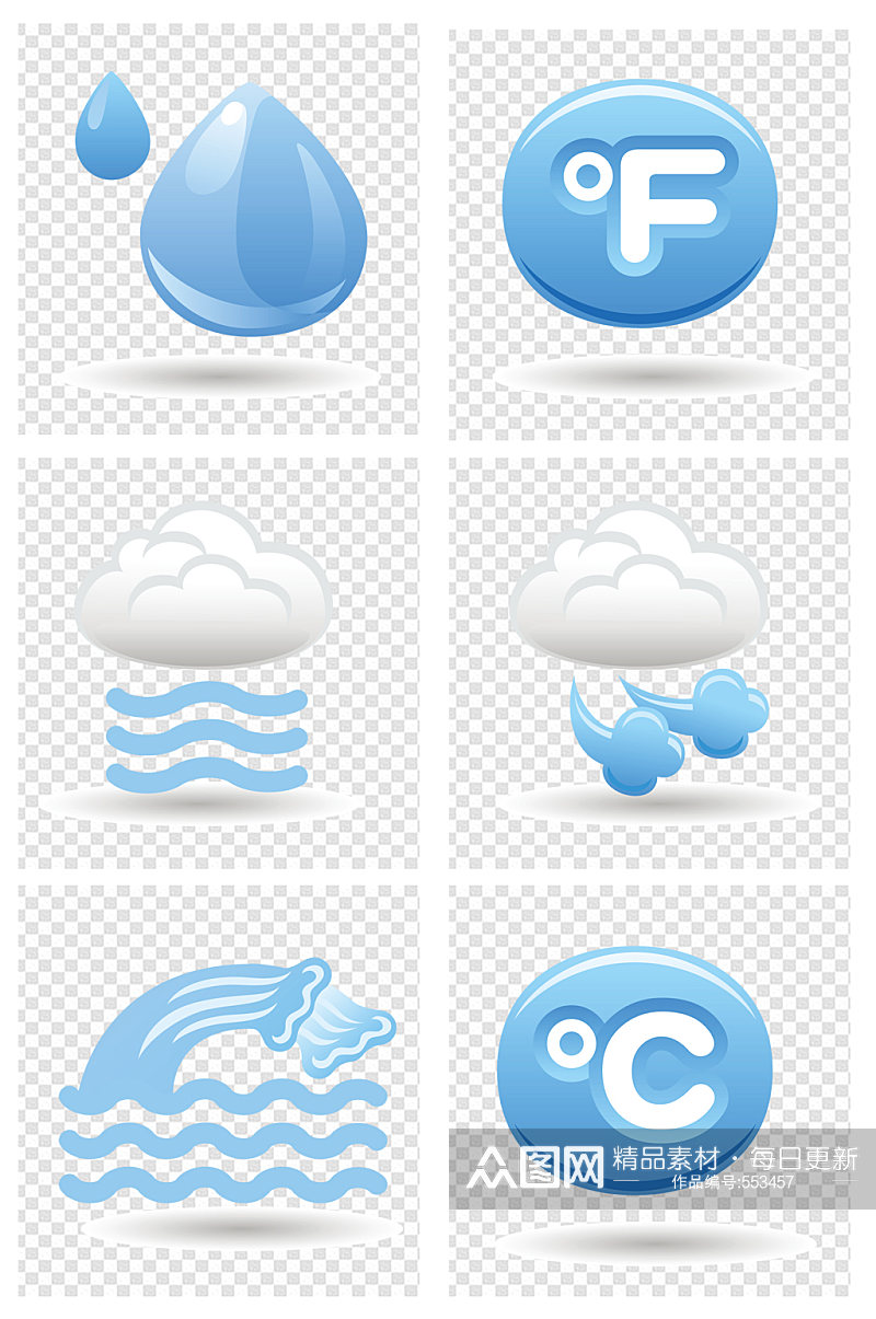 手绘天气预报图标标识素材