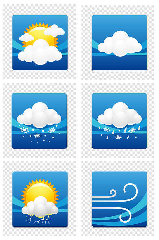 蓝色天气预报图标图示