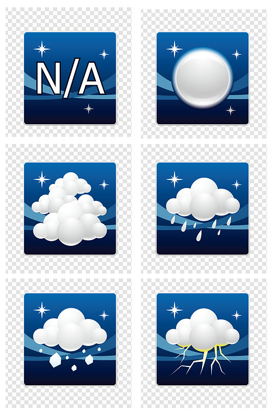 手绘蓝色天气预报图标图示