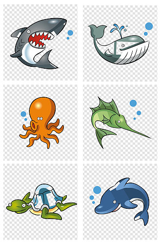 卡通海底世界动物素材